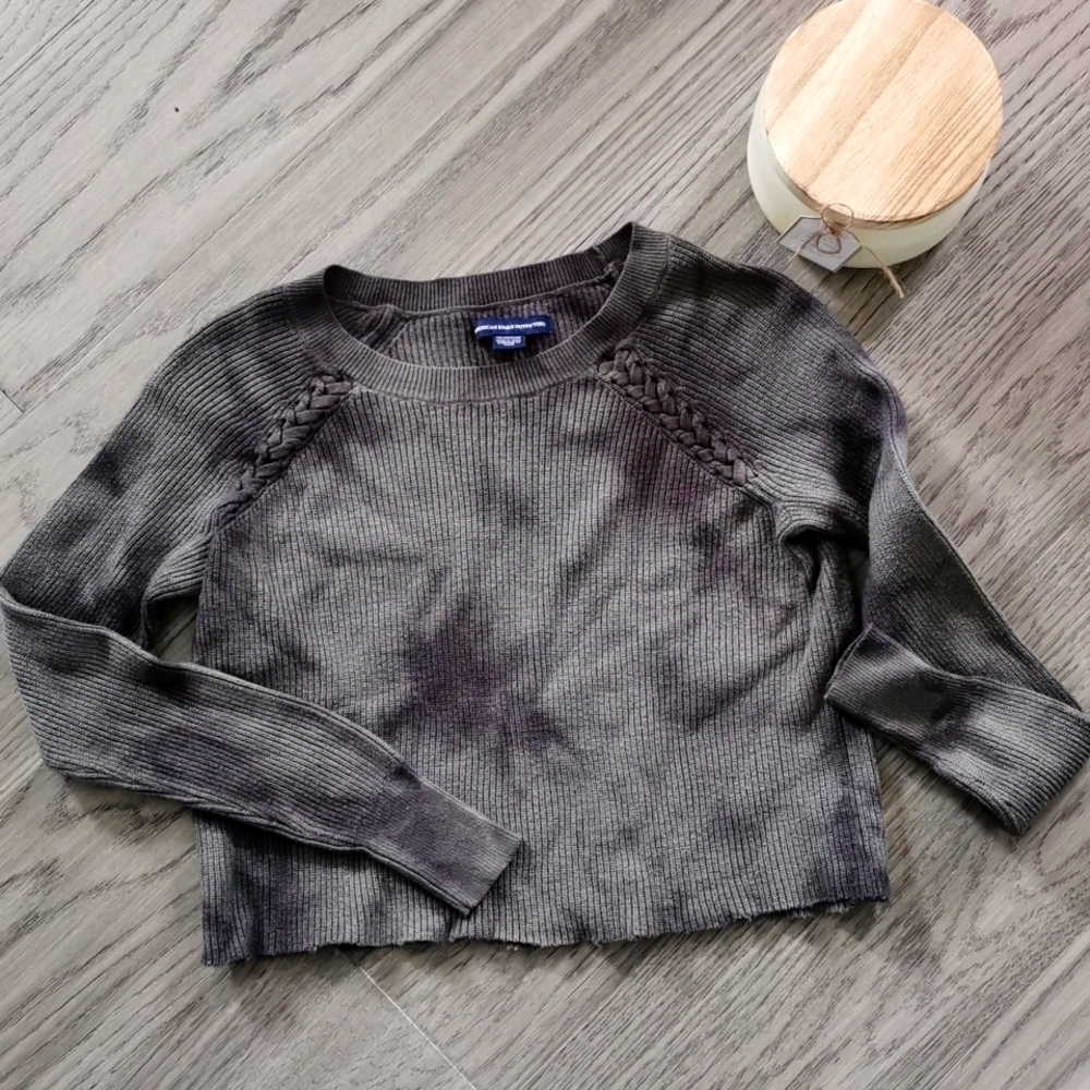 American Eagle long sleeve  steetwear grunge cropped sweater XS Tie Dye